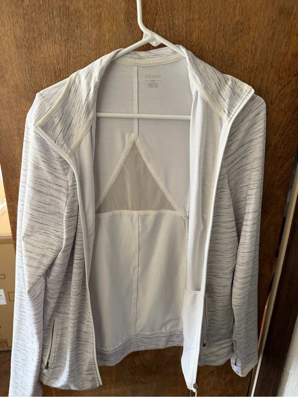 Jockey White Heathered Hooded Bomber Jacket